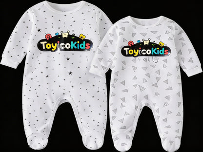 2-Pack Baby Cotton Sleepsuit Set – Soft Footed Rompers for Newborns & Infants